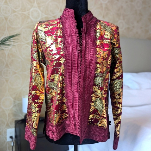 Velvet Jacquard Moroccan Jacket - Picture 1 of 7